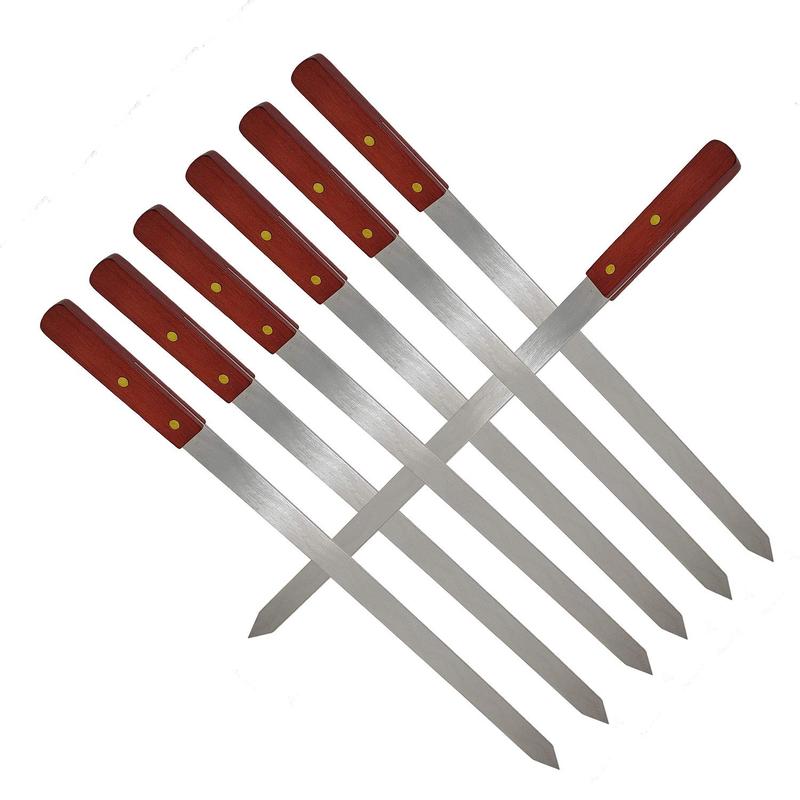 WARESHARK Large Barbecue Skewers Flat Extra Wide Kebab Shish BBQ Heavy Duty Strong Grill Set Meat Stainless Steel Utensil Sturdy 1