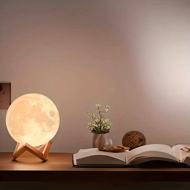 2024 Moon Lamp with 128 Colors - USB Rechargeable LED Night Light, Touch Control & Adjustable Brightness, Perfect for Bedroom Decor & Unique Birthday Gift 2