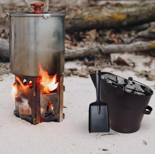 COAL BUCKET AND SHOVEL SET WATERLOO CHARCOAL ASH LOG SCUTTLE HOD FIRESIDE STEEL 2