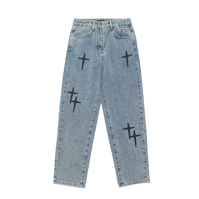 Prints Jeans Men 2023 New Streetwear Baggy Wide Leg Jeans Korean Fashion Drapes Straight Casual Loose Denim Cargo Pants 5