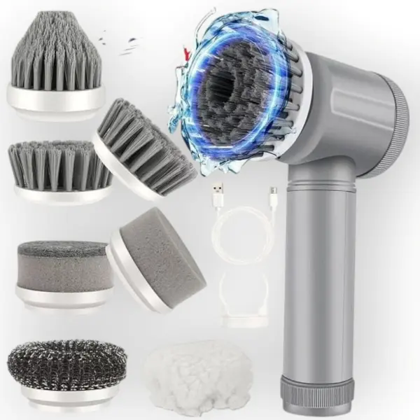 Electric Spin Scrubber Cordless Rechargeable Cleaning Brush with  Brush Heads