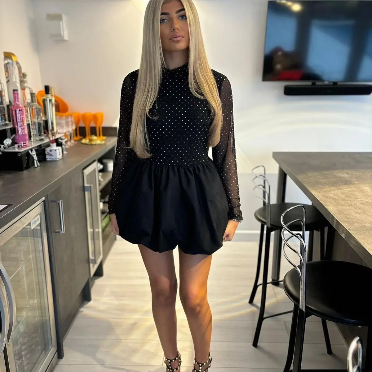 Black Diamanté Dress