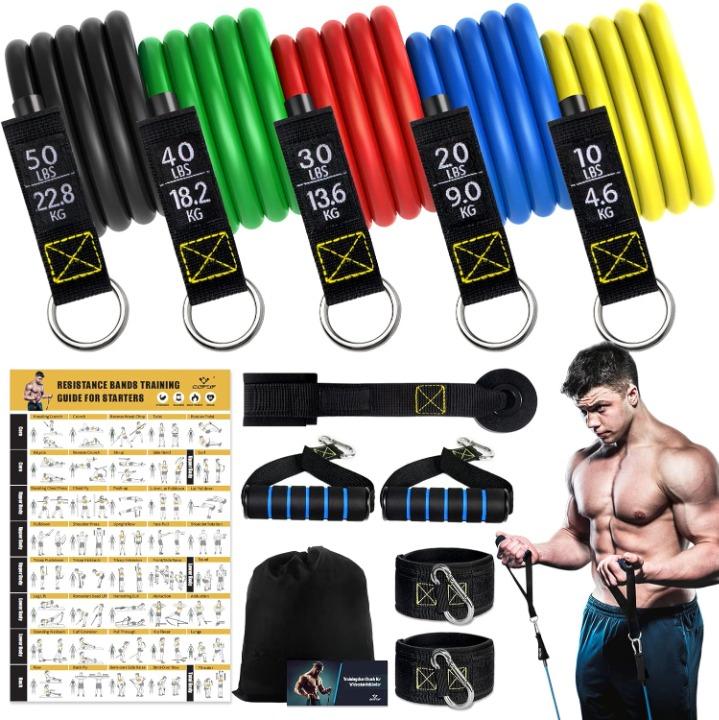 Resistance Bands Set, 11pcs/set Resistance Bands for Working Out Exercise Bands with Door Anchor, Fitness Accessories, Gymtok, Gym Accessories, Christmas Gift 0