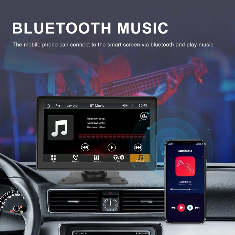 7 INCH PORTABLE WIRELESS APPLE CARPLAY ~ ANDROID AUTO BT FM 10 8