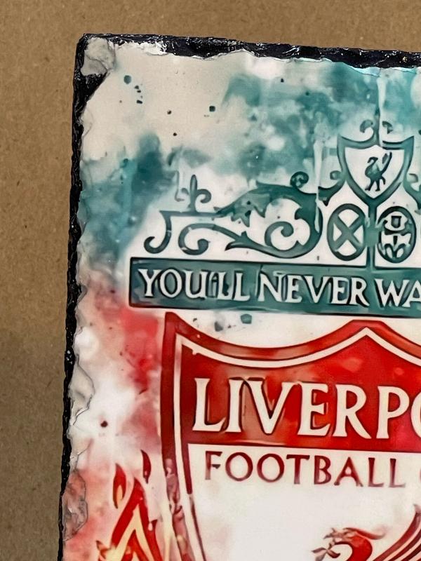 Liverpool Football Club - LFC Emblem Slate Plaque - Watercolour effect design - Decorative Gift for him or her - Glossy LFC badge Print for any lover of the team 3