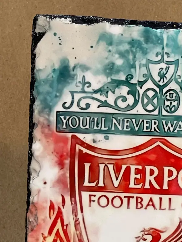 Liverpool Football Club - LFC Emblem Slate Plaque - Watercolour effect design - Decorative Gift for him or her - Glossy LFC badge Print for any lover of the team 3
