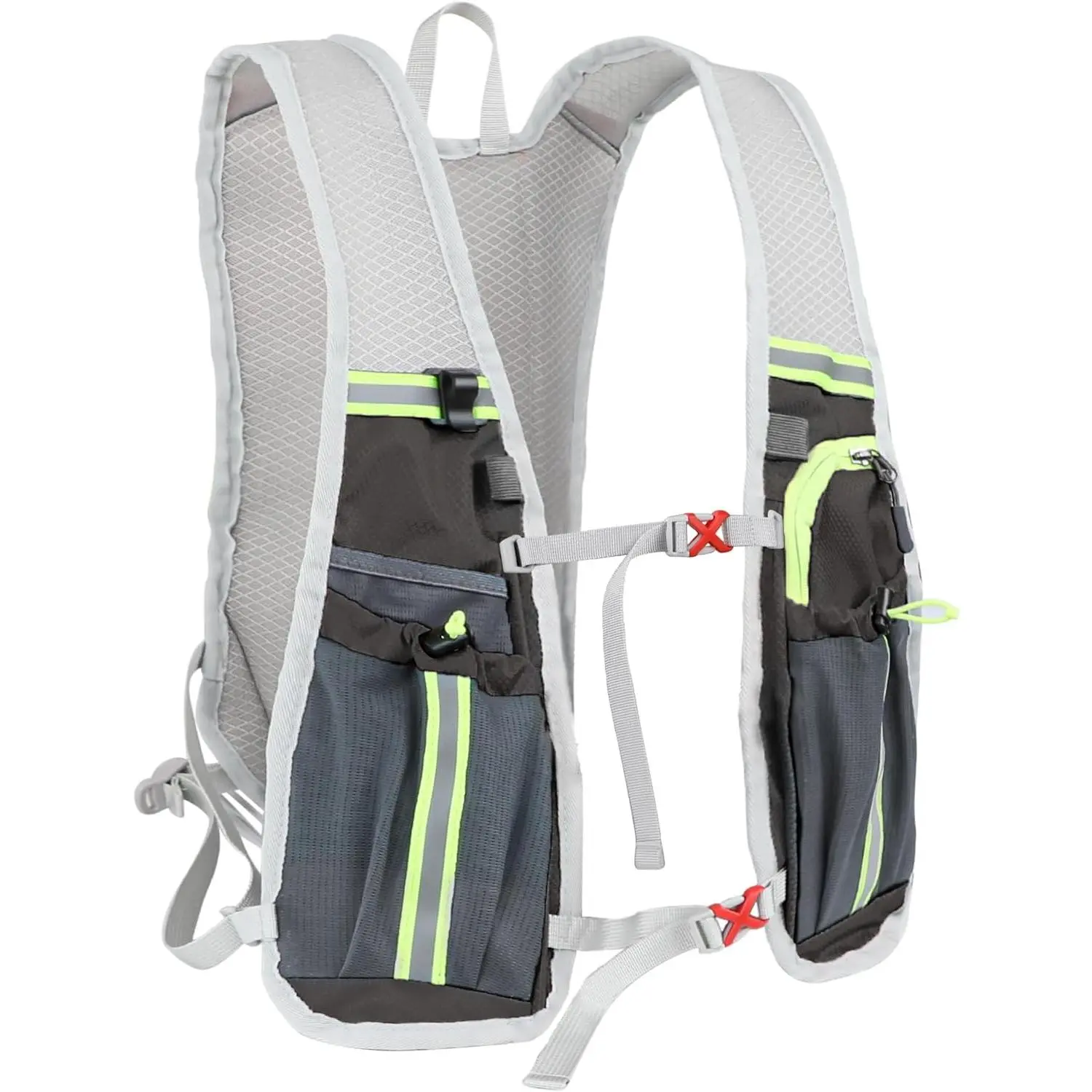 Nepfaivy Running Vest Hydration Backpack - Lightweight and Reflective Running Hydration Vest with Multi-pouches, Breathable and Adjustable Running Backpacks for Outdoor Running Cycling Climbing