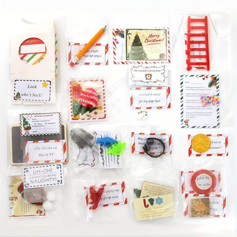 24pcs Elf on the Shelf Advent Calendar Kit, Christmas Countdown with Jokes & Surprises, Festive Home Decor, No Feather, Plastic, Battery-Free, Holiday Seasonal Decor 0