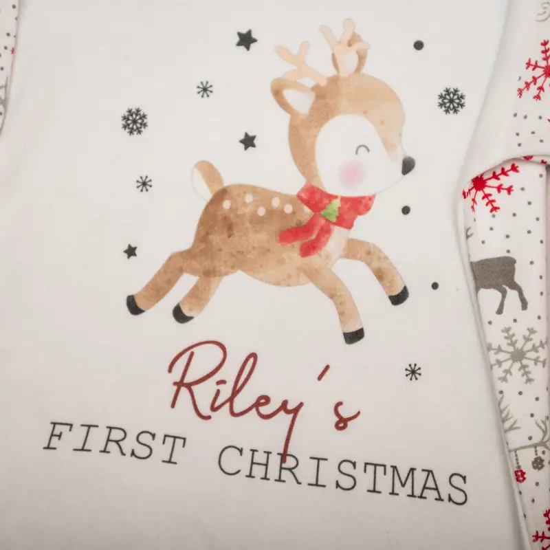 Personalised First Christmas Reindeer Sleepsuit 4