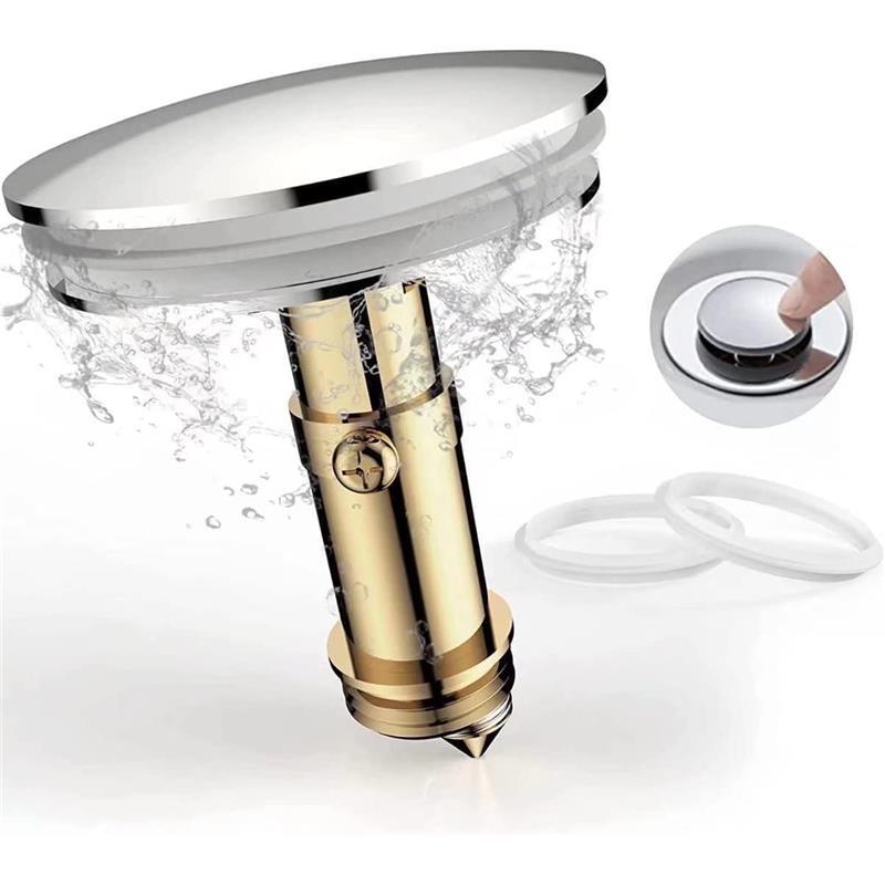 Pop Up Sink Plug Replacement for Washbasin Brass Chrome, Sink Drain Plug Pop Up Waste Plug Basin Plug Click Clack Push Plug Stopper for Bathroom Vanity Sink, 38mm Cap 6