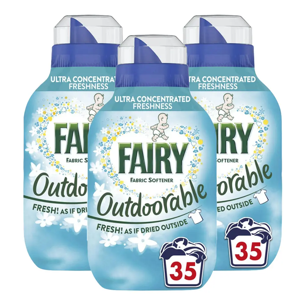 3 x Fairy Outdoorable Fabric Softener-Ultra Concentrated Freshness-Long Lasting Fresh Scent-35 Washes-490ml