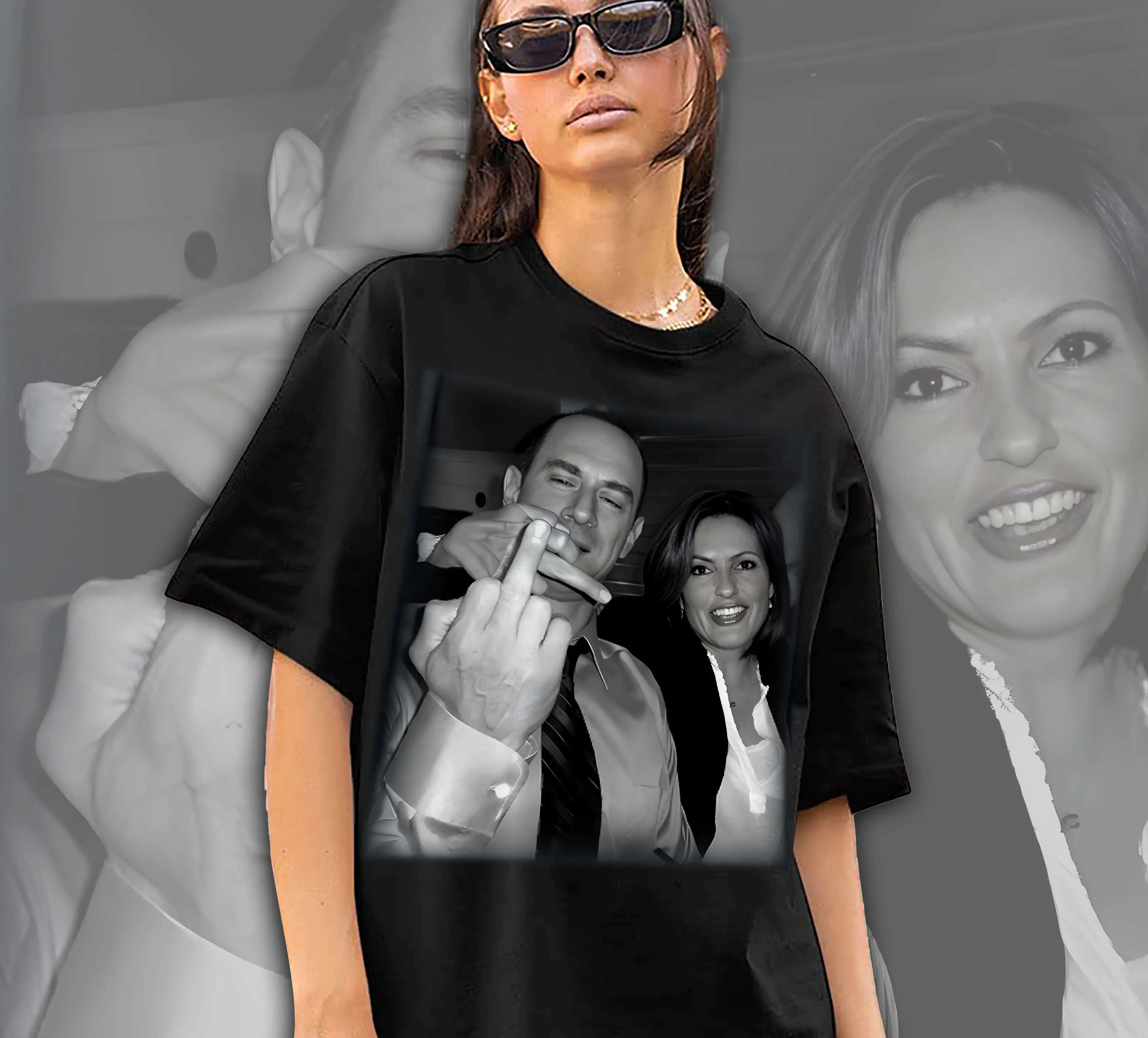 Elliot And Olivia T-shirt, Retro Elliot Stabler And Olivia Benson Shirt, Law And Order SVU Tee, 90s Graphic Tee, Gift For Fan Cotton Menswear Top Unisex Tshirt Womenswear Garment Grey