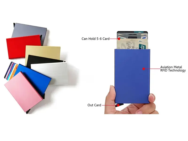 Metal RFID Blocking Card Holder Credit  Minimal Slim Mens Money Men Pocket 7