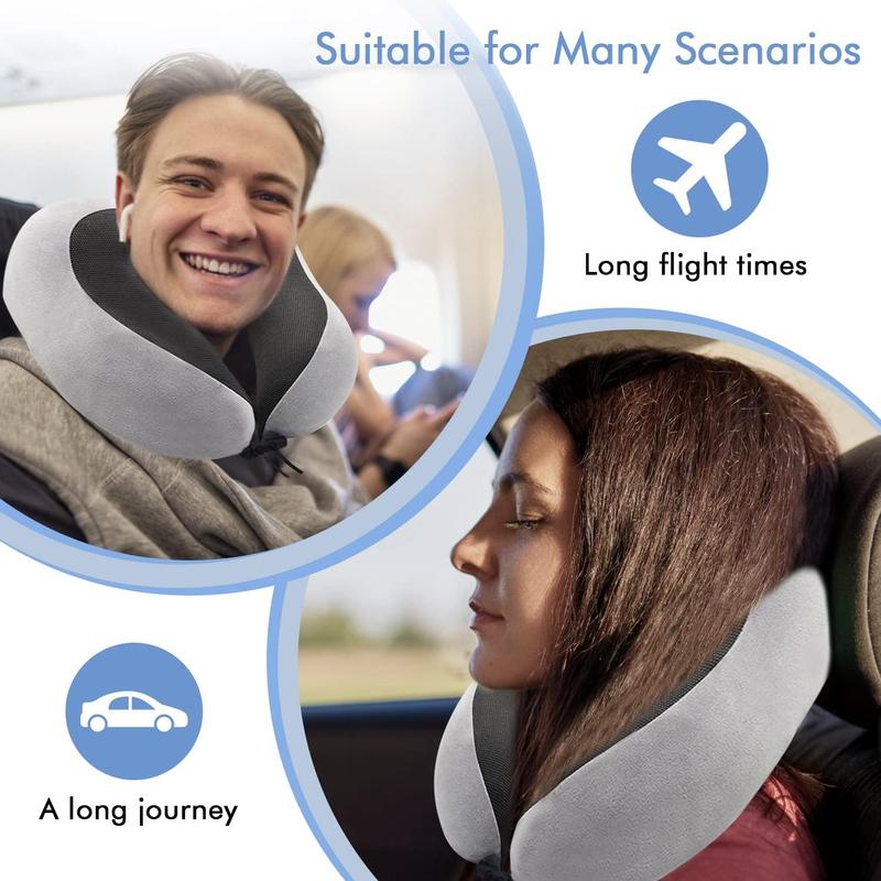 Memory Foam Soft Neck Pillow for Travel Comfortable Head Cushion Support Neck Pillow Accessories for Sleeping Rest, Airplane Car & Home Use 1