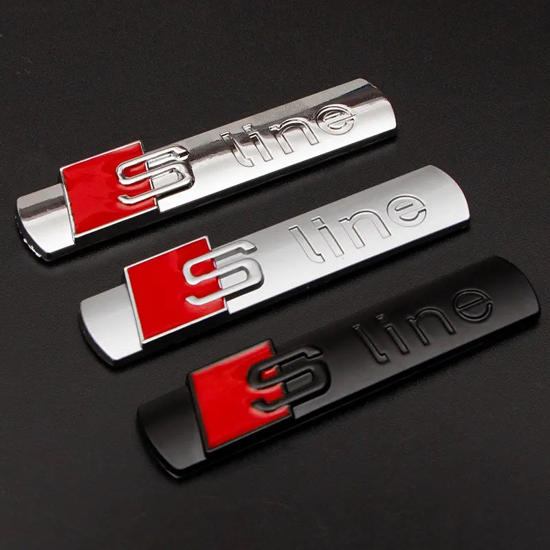 1Pcs 3D Metal Car S LINE Emblem Sticker Badge Decoration For Audi Sline A1 A3 A4 A5 A6 A7 A8 Q2 Q3 Q5 Q7 Q8 TT S1 S3 RS5 RS6 RS7