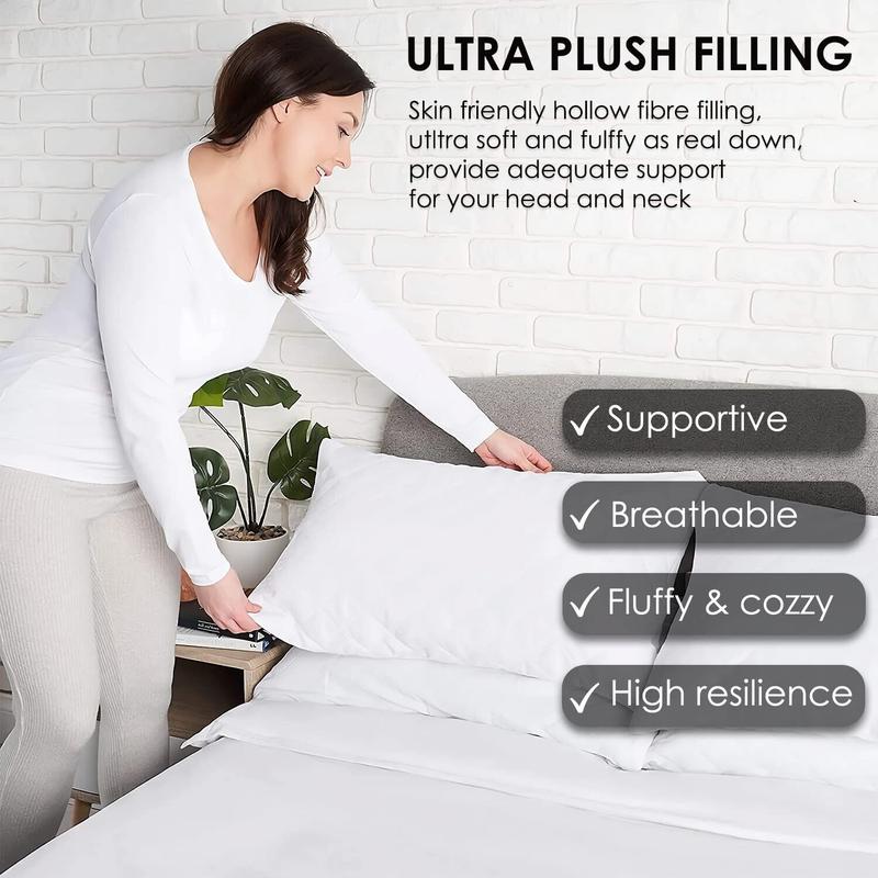 2 PACK- LUXURY PILLOWS QUILTED ULTRA LOFT JUMBO SUPER BOUNCE BACK BED PILLOWS 2