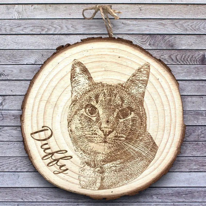 Personalised Pet Portrait Woodslice hanging decoration Decorative Gift Hangable Ornaments Room 0