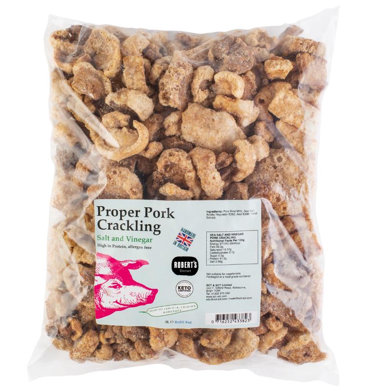 Proper Pork Crackling - 3L Refill Bags – Available in Multiple Flavours - Keto-friendly, Allergen-Free, Low Carb & High Protein, Handmade in Britain Salt Snack 7