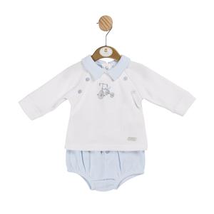 Mintini White and Blue Bike Top and Jam Pant Kidswear