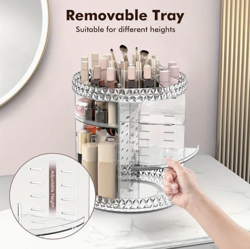Rotating Makeup Organiser Adjustable Layers Makeup Storage Rack for Perfumes Skincare Cosmetic Storage Rack for Bathroom Bedroom Dresser Adjustable Boxes 4