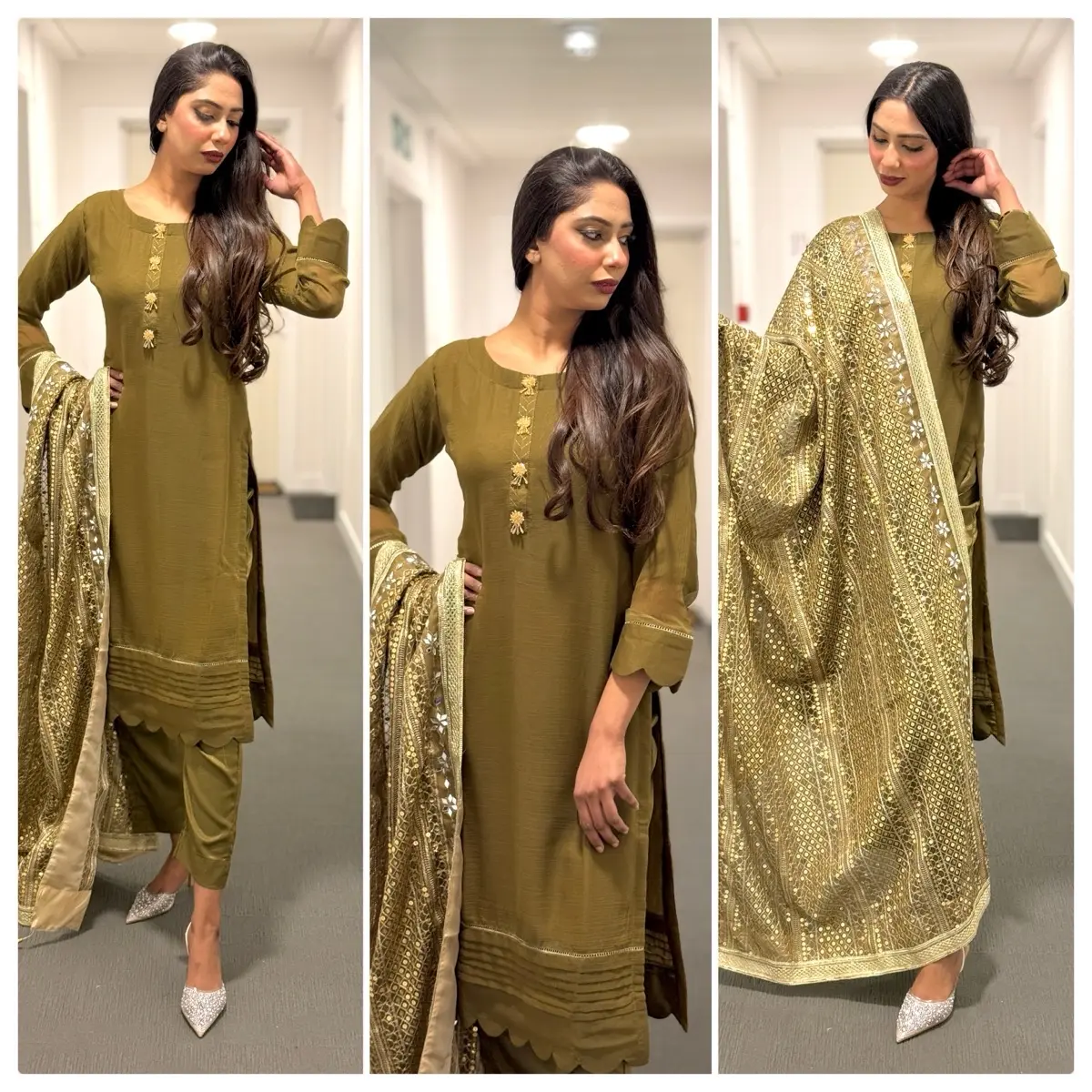 MEENA BAZAAR (SK-05) CHIFFON PARTY-WEAR WITH HEAVY EMBROIDERED CHIFFON DUPATTA