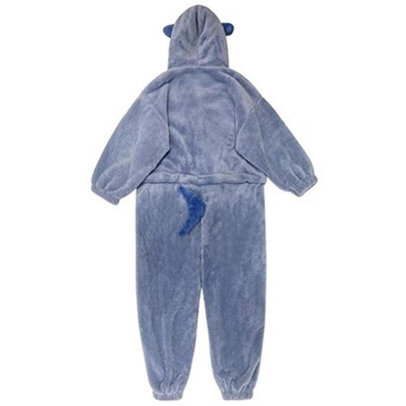 Women's Cartoon Shark Design Pocket Drop Shoulder Plush Loungewear Onesie, Casual Cute Long Sleeve Hooded PJ Onesie for Fall & Winter, Lady's Sleepwear for Indoor Wear, Boo Basket Items for gf 1