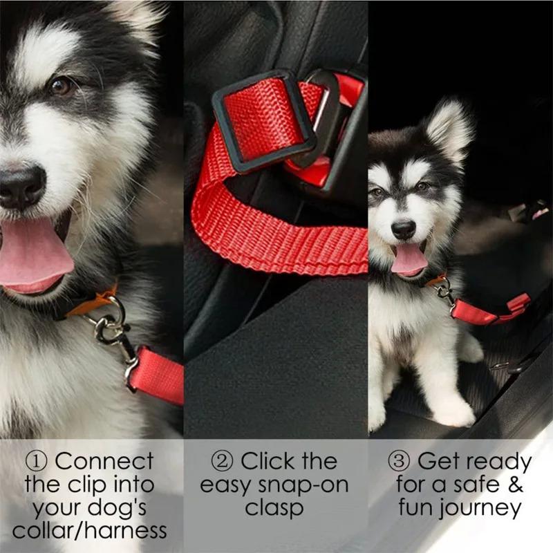 Pet Dog SEAT BELT Adjustable Travel Car Safety Harnesses Lead Restraint Strap harness 6