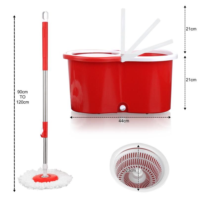 Crystals 360° Spin Mop Bucket Set with 2 Microfiber Heads - Red/Blue/Purple - Stainless, Cleaning 2