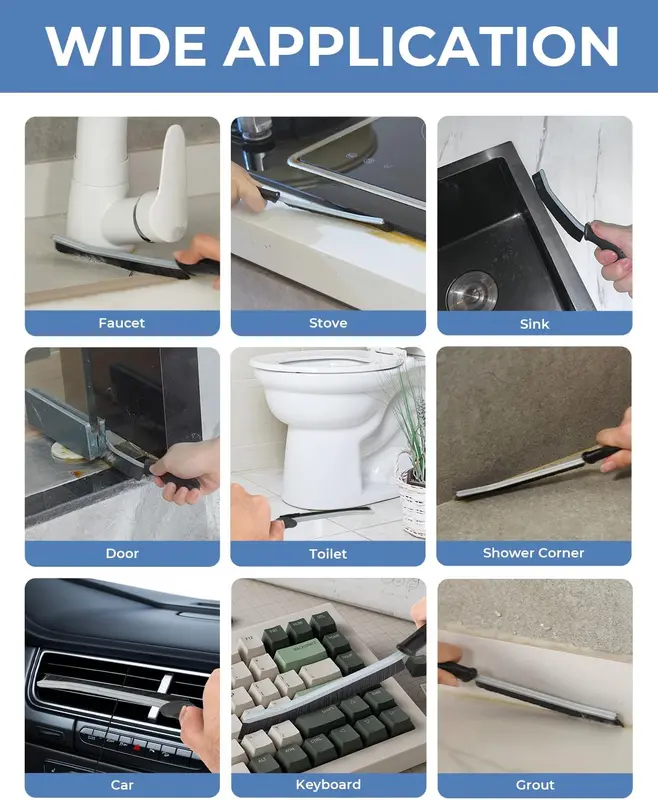 Crevice Cleaning Brushes UK, Grout Cleaner Brush for Small Spaces to Reach, Magic Brush, Bathroom Accessory, Cleaning Tools, Cleaning Supplies for Shower, Toilet, Sink, Tile 4