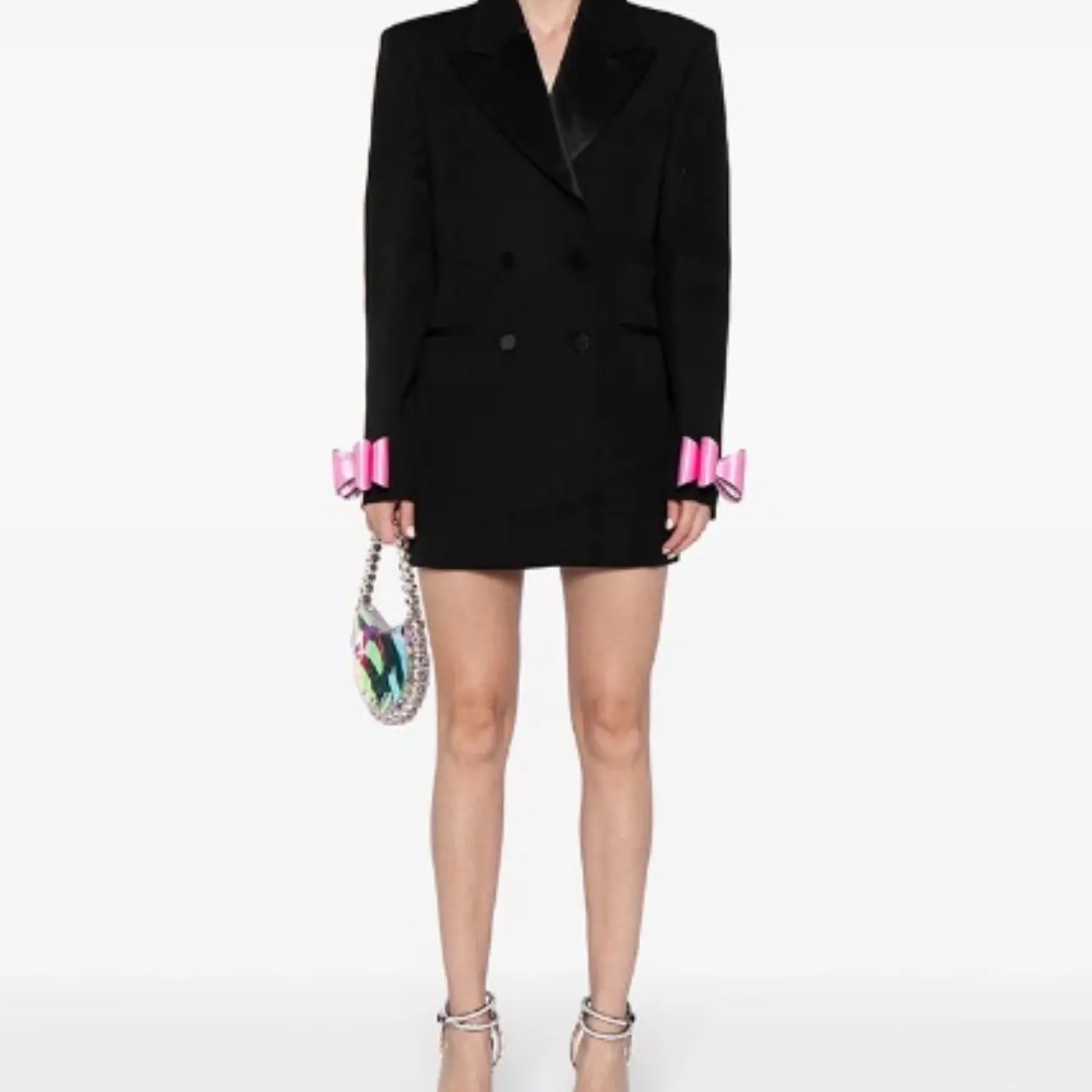 Cindy Lou Women's Blazer with Pink Bow Detailing for Formal and Casual Occasions - Womenswear, Coats