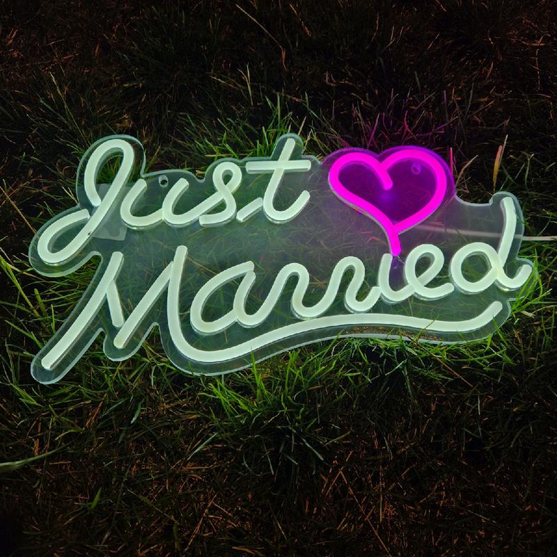 Just Married Neon Sign - Adjustable Light Brightness - Wedding Decor - White and Pink Celebration Gift Couple- Home decor- Couple gift- Party decor 9