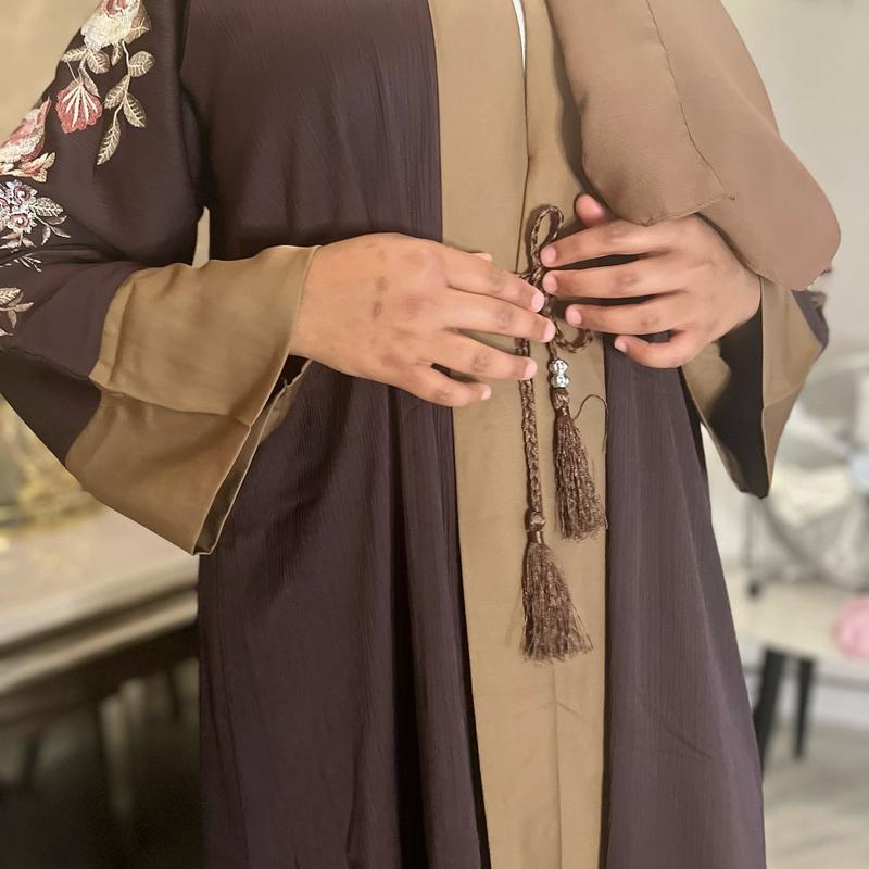 FAIZA 3 Piece Embroidered Open Abaya 4