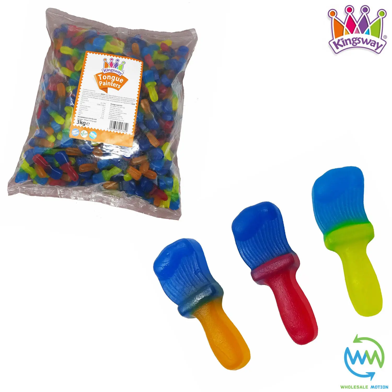 TONGUE PAINTERS Sweets GUMMY Candy FRUIT PAINTBRUSH JELLY Kingsway PICK N MIX UK