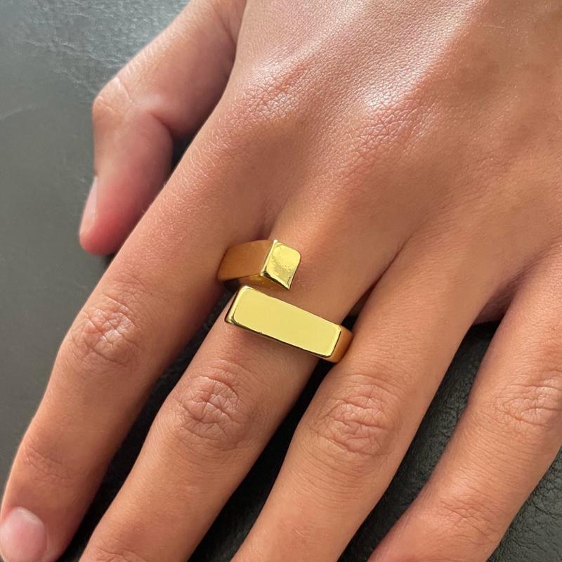 V2SBEAUTIFUL Chunky Statement Gold Ring - Adjustable for All Finger Sizes plated 3