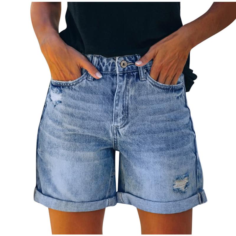 Product Introduction of 2024 Summer Denim Shorts Women Clothing Casual Loose Elastic High Waist Wide Leg Straight Plus Size Short Jeans Streetwear 193