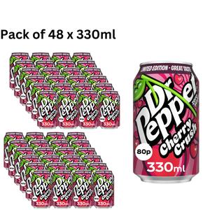Dr Pepper Cherry Crush Flavour Zero Sugar PMP 330ml - Pack of 48 (2x24pk) - Beverage, BBE: 30.09.2025