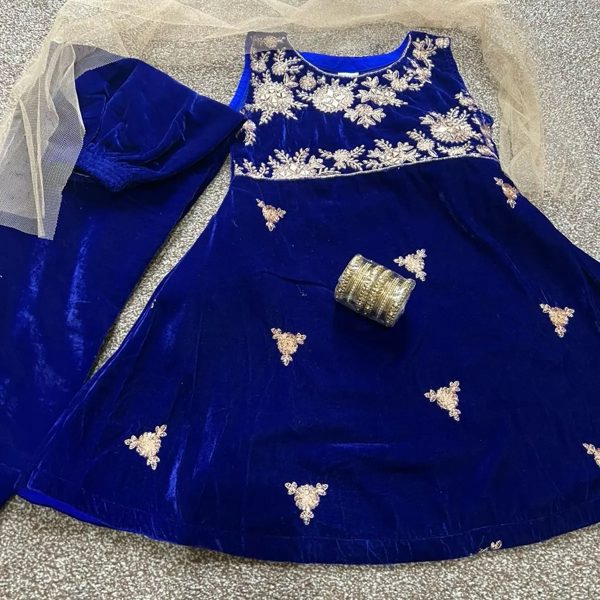 velvet umbrella dress for little princess 2pc