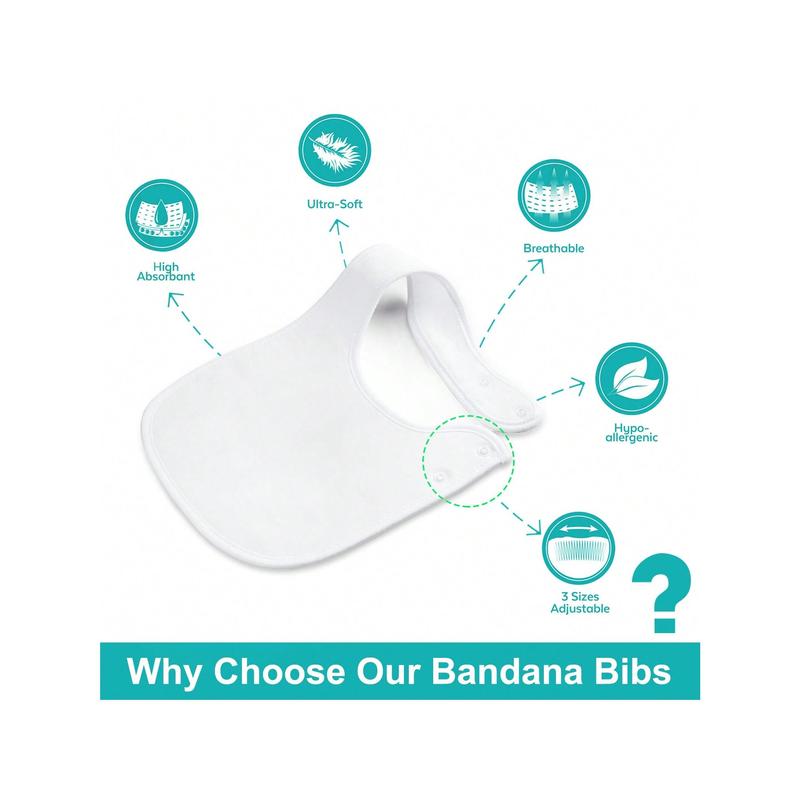 4-Pcs Baby Drool Bibs Super Soft & Absorbent White 3