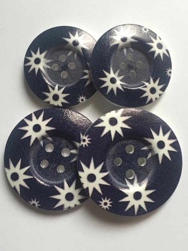 3pcs SMALL LARGE Wooden Buttons Sewing Craft 31mm 38mm wide 4 holes 3