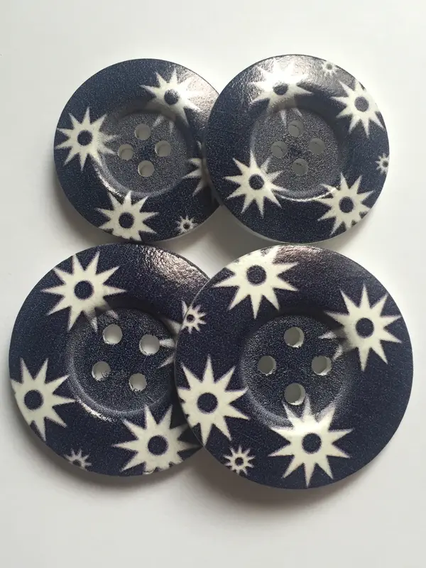3pcs SMALL LARGE Wooden Buttons Sewing Craft 31mm 38mm wide 4 holes 3