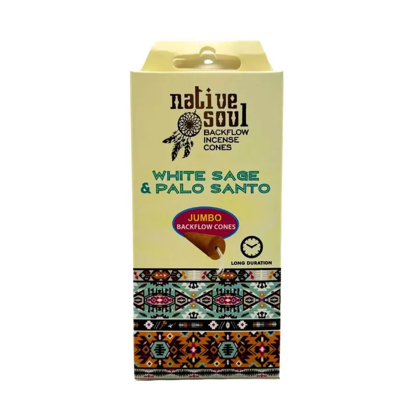 Native Soul Jumbo Backflow Cones - White Sage & Palo Santo 1