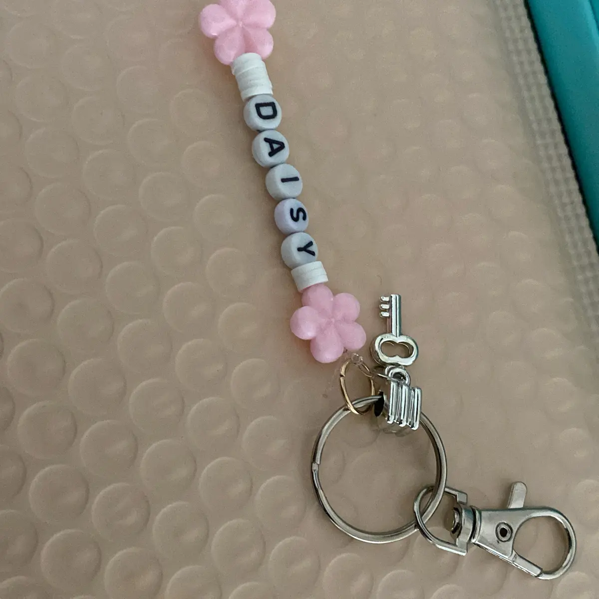 BUY ONE GET ONE FREE Daisy Keychain with Lock Charm - Perfect for Keys and Accessories clay bead