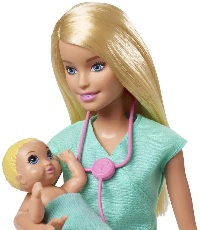 Barbie You Can Be Anything Doll, Baby Doctor Playset with Blonde Barbie Doll, 2 Baby Dolls, Doctor Accessories and Doll Accessories, Toys for Age 3 to 7, One Doll and Two Infant Dolls, GKH23 1