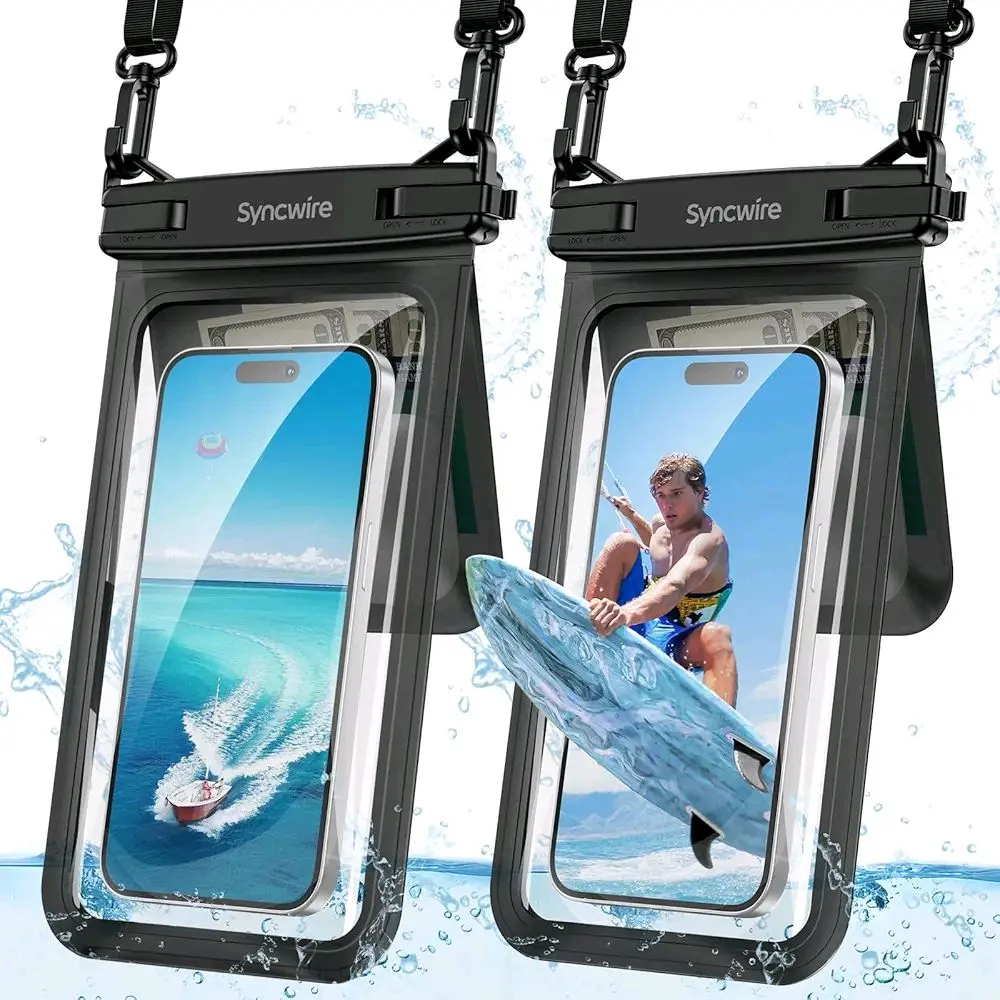2-Pack IPX8 Universal Waterproof Phone Pouch Dry Bag for iPhone, Samsung, and Huawei - Organiser, Adjustable Design