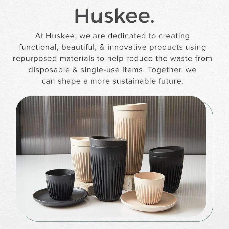 HUSKEE Coffee Cup with Lid 12 oz Natural Reusable coffee mug Tumbler For Car Home Office work Gym Travel Beverage Bottle Disposable Drinkware Portable 2