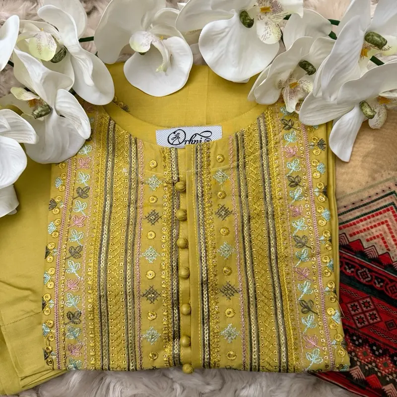 Premium 3 Piece Loose Fitting Cotton Suit Ready Made Eid Collection 4 Colours Indian Pakistani Dress Comfort Traditional Asian Clothing Loose Fitting Outfit Womenswear Comfortable Soft Kurta Breathable Style  embroidered stitched suits clothes 6