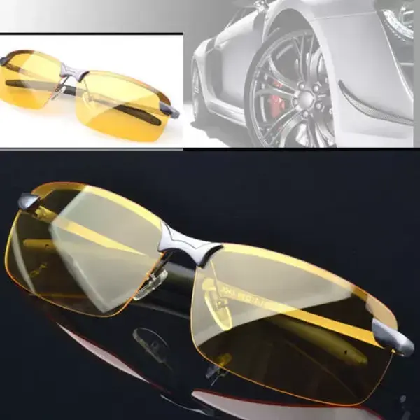 Anti Glare Yellow HD Night Vision Enhansor Driving Glasses Sunglasses Goggles