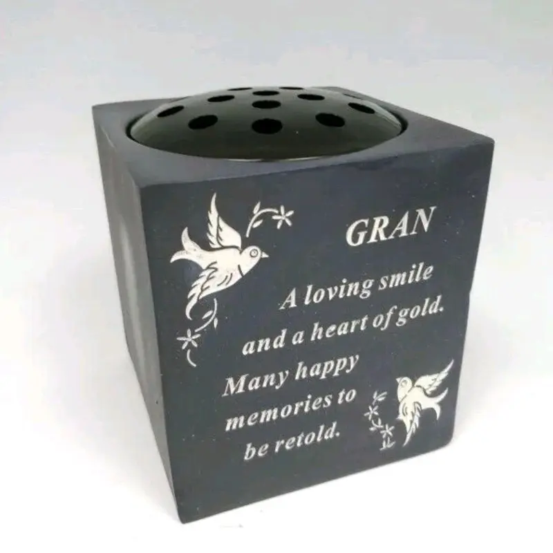 Memorial FlowerSlate  Plaque Tribute  Vase Rose Bowl Dove Diamante Graveside 4