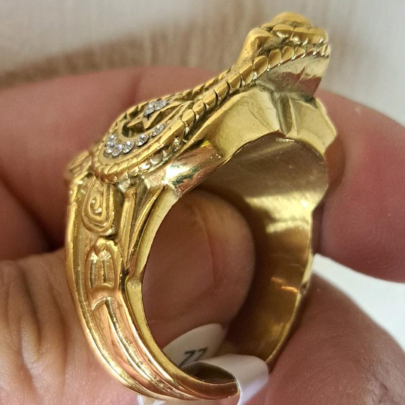 XXL heavy saddle ring. gold plated and stainless Steel. different sizes available. 7
