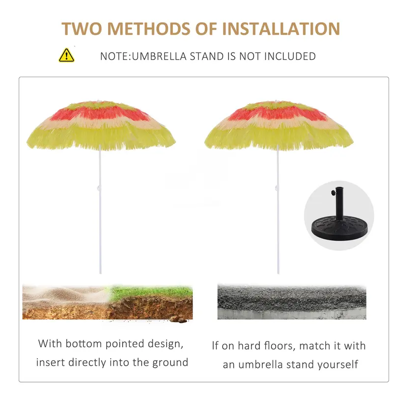 Outsunny 1.6m Patio Garden Hawaii Beach Sun Umbrella Sunshade Hawaiian Folding Tilting Crank Parasol (Multicolor) 3